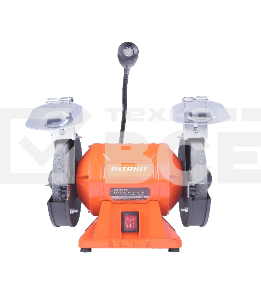 Станок заточной PATRIOT Expert GM 150 PL, подсветка, 375Вт, 2980об/мин,150мм диск, А36/А60 зерн, посадочный 12.7мм, асинхронный, адаптер на круги 32 мм