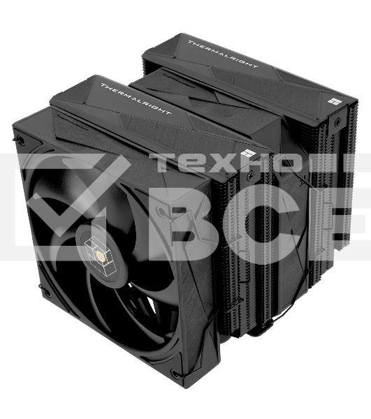 Кулер для процессора Thermalright Royal Pretor 130 черный (4-pin PWM, 158mm, Ni/Cu, 6x6mm, 1x120+1x130mm, 80.45CFM/81.88CFM, 29.4dBA/28.3dBA, 2150PM/1750RPM, S: 1200, 1700, 1851, 2011, 2066, 115X, AM4, AM5, black)