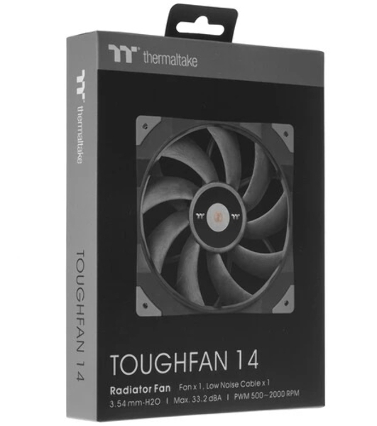 Вентилятор для корпуса Thermaltake TOUGHFAN 14 черный, 140 мм, 2000 об/мин, 33.2 дБ, 4 pin