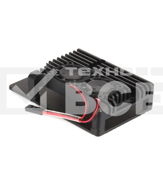 Корпус Qumo Aluminum case with double black fans, Raspberry Pi 4, black(RS010)