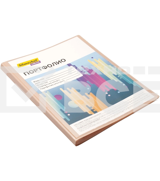 Папка-портфолио с 40 прозрачными вкладками Silwerhof Create SCR-P40CR A4, пластик, 0.7мм, карман на лицевой стороне, кремовый