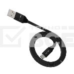 Кабель Maxvi MC-15M black, USB-A - microUSB, 2A ток макс. нагрузки 2А, макс. напряжение 5V; стандарт USB 2.0; плоский кабель, длина 1м, оплетка TPE, металлические корпуса разъемов, цвет черный, фото2