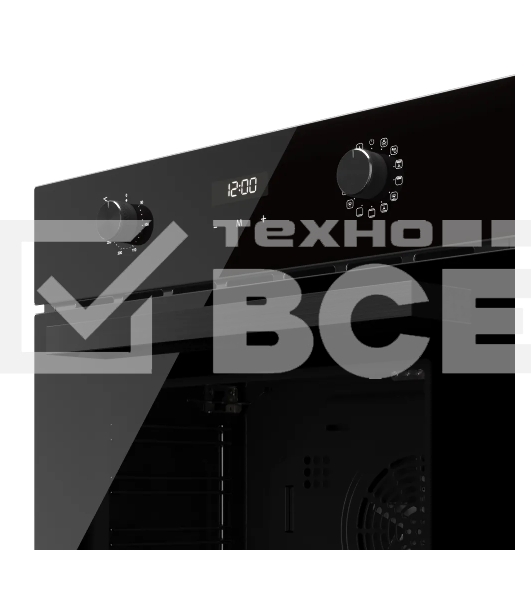 Духовой шкаф Kuppersberg HF 678 B, High-Tech, 70 л, дисплей, поворотное/сенсорное управление, таймер, макс. температура 300 градусов, телескопические направляющие (на 1 уровень), черный