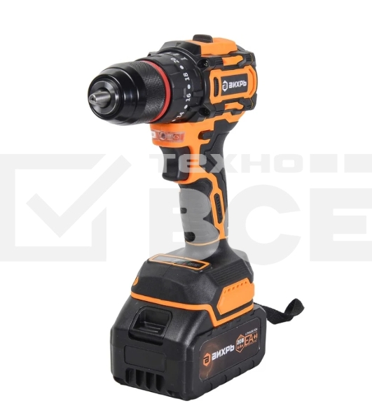 Дрель-шуруповерт Вихрь ДА-20Л-2К/ЛБ, 20 В, 4 Ач, 80 Нм, бесщеточный