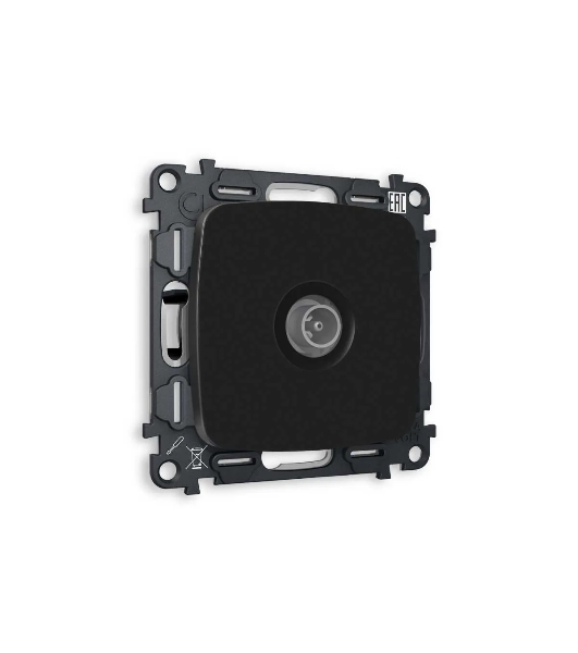 Комплект механизма TV розетки оконечной OMEGA Черный матовый 50-870 MHz 1dB QUANT (OP8130, VM202) MO813010