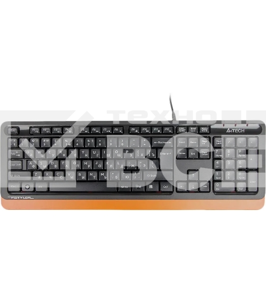 Клавиатура A4Tech Fstyler FK10 проводная, USB, черный/оранжевый