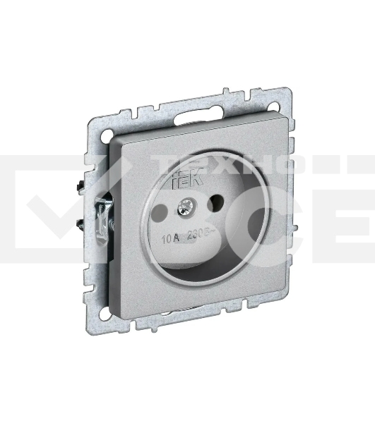 Розетка 1-местная IEK BRITE РС10-1-0-БрА (BR-R10-10-K47) без заземления, без защитных шторок, 10А, алюминий