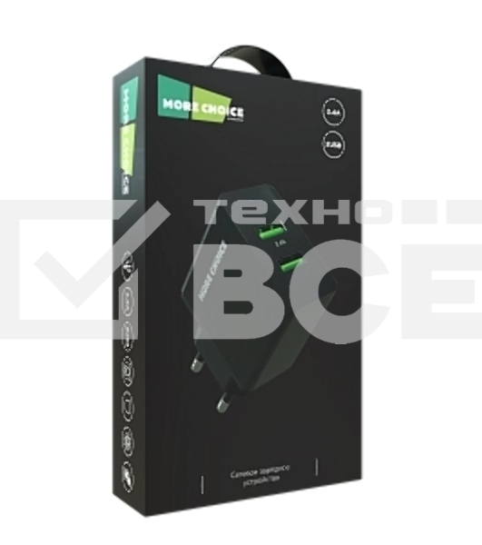 Сетевое зарядное устройство MORE CHOICE (4610196409868) NC11 СЗУ 2USB 2.4A черный черный