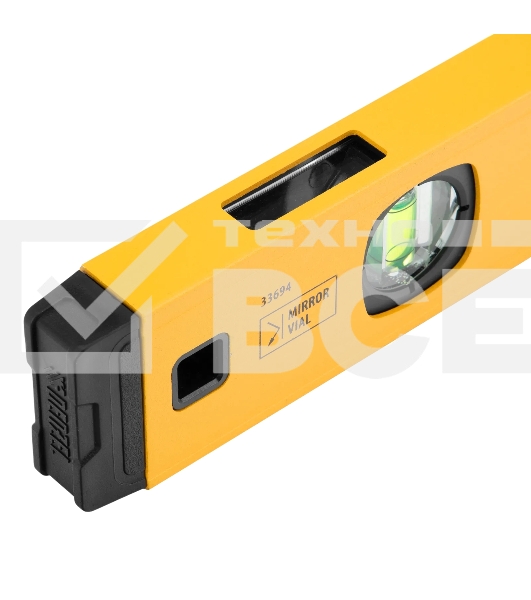 Уровень алюминиевый Denzel, магнит., фрезерованный, 3 глазка (1 зеркал.), 0,5 мм/м, 1200 мм