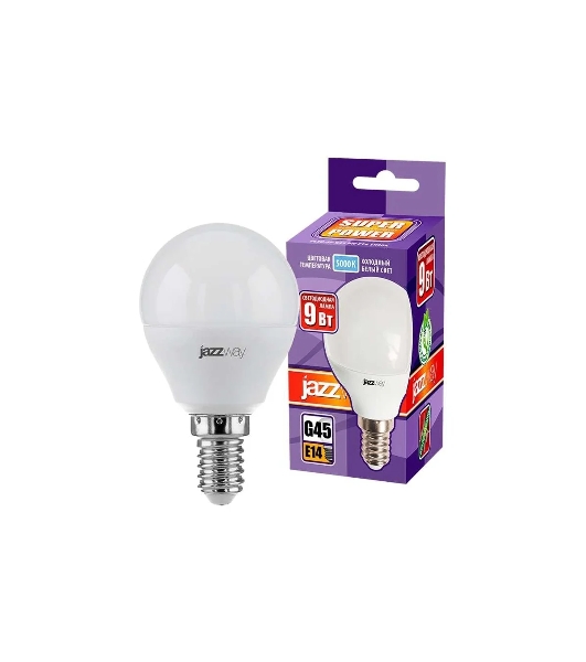Лампа светодиодная JazzWay PLED-SP G45 9Вт шар 5000К холодный белый E14 820лм 230В