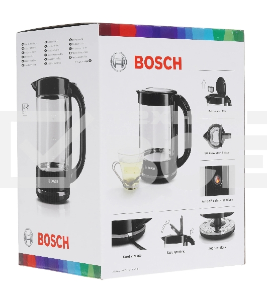 Чайник электрический Bosch TWK70B03 1.7 л, 2400 Вт, черный (корпус: стекло)