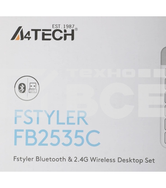 Комплект клавиатура+мышь A4Tech FStyler FB2535C беспроводной, USB + Bluetooth, 2000 DPI, белый