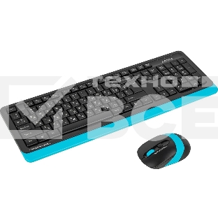 Комплект клавиатура+мышь A4Tech FStyler FG1010 беспроводной, USB, 2000 DPI, чёрный/синий