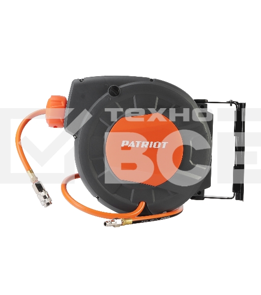 Шланг Patriot 520002425 пневматический армированный на автоматической катушке PHC 10/16 (прямой, ПВС армированный, длина 10 м, диаметр 10х16, раб/макс давление 10/20 бар, мин/макс температура -5/45С, быстросъем рапид, резьба 1/4)