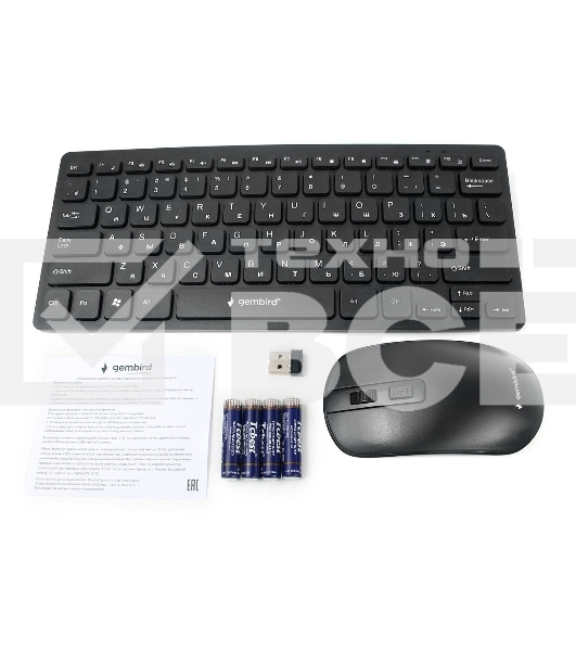 Комплект клавиатура+мышь Gembird KBS-9100 беспроводной, USB, 1600 DPI, чёрный
