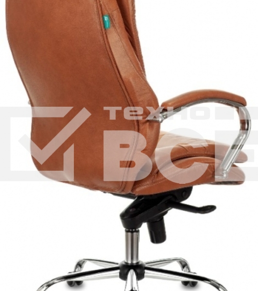 Кресло руководителя Бюрократ T-9950 светло-коричневый Leather Eichel, кожа, крестов. металл хром