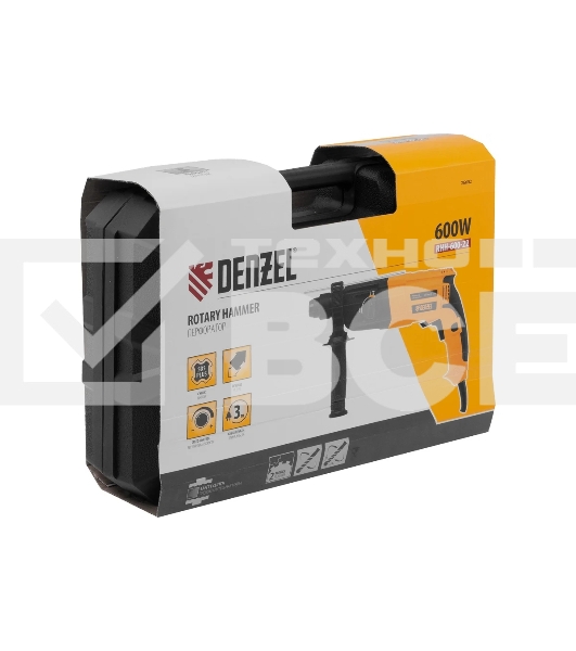 Перфоратор электрический RHH-600-22, SDS-plus, 600 Вт, 2,5 Дж, 2 реж. Denzel