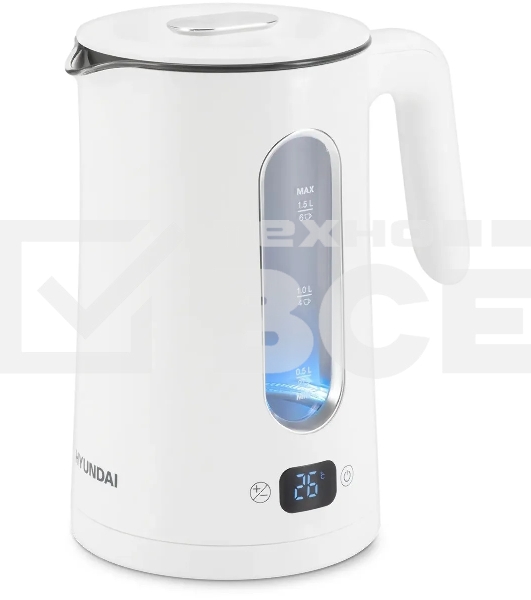 Чайник электрический Hyundai HYK-G5510 1.5л. 2200Вт белый/прозрачный корпус: стекло