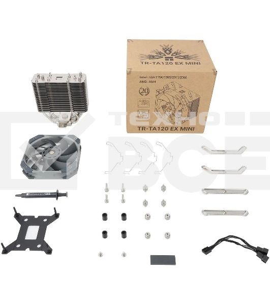 Устройство охлаждения (кулер) Thermalright TA 120 EX Mini Soc-AM5/AM4/1151/1200/2066/2011/1700 4-pin 29.6dB Al+Cu 460gr Ret (TA120-EX-MINI)