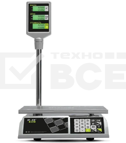 Весы торговые Mertech M-ER 326ACP-15.2 LCD (3044) серый, до 15 кг