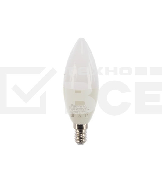 Лампа светодиодная FERON PRO LB-1309 (38060) 9 вт Е14 белый матовая свеча