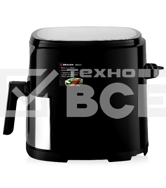 Аэрогриль BRAYER BR2037 чёрный/серебристый, 1500 Вт, 5 л, упр. - сенсор, программ - 7