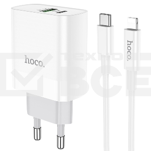 Сетевое зарядное устройство HOCO (6931474740526) C80A RAPIDO PD+QC3.0 + кабель 8PIN-TYPE-C белый