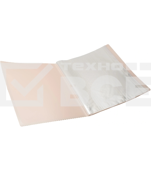 Папка-портфолио с 40 прозрачными вкладками Silwerhof Create SCR-P40CR A4, пластик, 0.7мм, карман на лицевой стороне, кремовый