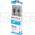 Кабель Maxvi MC-15M black, USB-A - microUSB, 2A ток макс. нагрузки 2А, макс. напряжение 5V; стандарт USB 2.0; плоский кабель, длина 1м, оплетка TPE, металлические корпуса разъемов, цвет черный, фото3