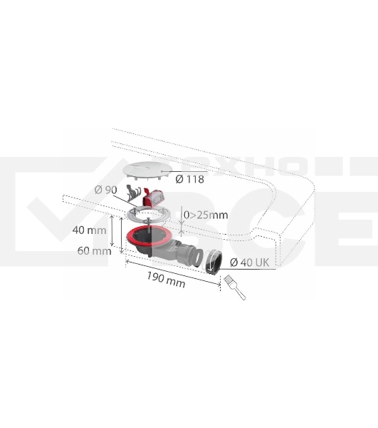 Сифон для душевого поддона WIRQUIN SLIM 2с мембраной D90