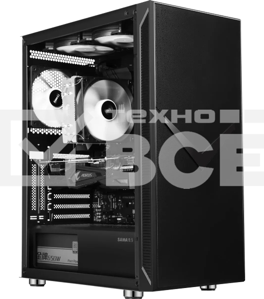 Компьютерный корпус Accord 3501 черный без БП ATX 2xUSB 2.0 1xUSB 3.0 1xUSB3.1 audio bott PSU