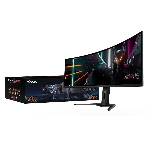 Монитор 49' Gigabyte AORUS CO49DQ-EK QD-OLED 5120x1440, 144 Гц, 0.03 мс, 32:9, 250 кд/м², 2xHDMI 2.1, DP 1.4, USB-C (18 Вт), 3.5 Jack, USB Hub (3x USB 3.2), динамики (2x5 Вт), HDR10, изогнутый экран (1800R), черный, фото 1
