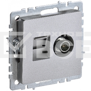 Розетка двойная TV+RJ45 IEK Brite РТВ/РК12-БрА (BR-AK20-1-K47) кат.5E алюминий