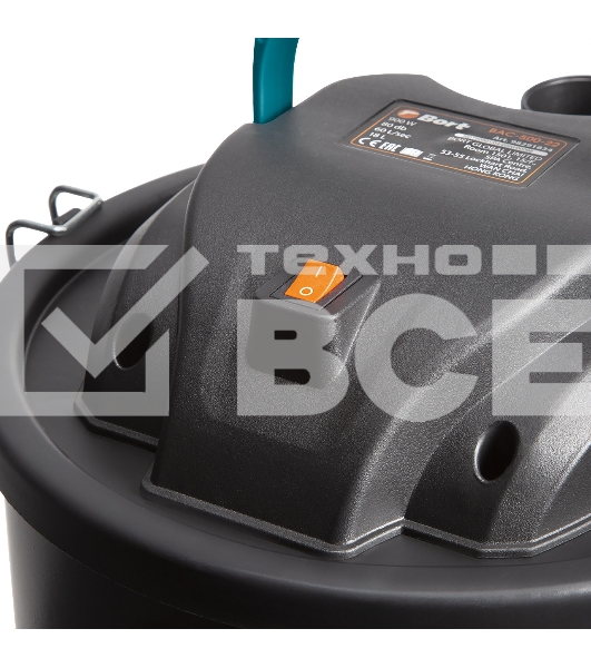 Пылесос для сбора золы Bort BAC-500-22 (98291834) чёрный, 900 Вт, уборка сухая/ влажная, пылесборник контейнер, 22 л