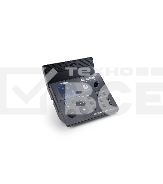 Электронная ударная установка Alesis NITRO MAX KIT NITROMAXKITXEUK: 3 пэда томов (8), двухзонный пэд малого барабана (10), пэд бочки с педалью, два пэда тарелок (10), пед хай-хэта (10), алюминиевая рама со стойками, модуль, кабели для подключения, а