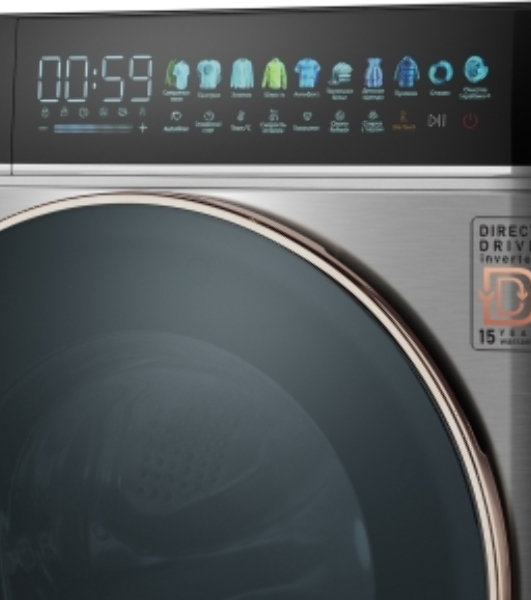Стиральная машина Weissgauff WM 58411 Direct Drive Inverter Premium Steam Grey серая, загрузка фронтальная 11кг, 1400 об/мин., класс: A+++