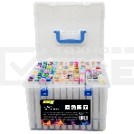 Набор маркеров для скетчинга Silwerhof Idea, двойной пишущий наконечник, 1-7мм, 120 цветов (120шт.) пластиковая коробка, фото 1