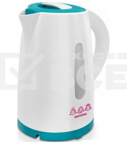 Чайник электрический Мастерица ЕК-1701M белый/бирюзовый