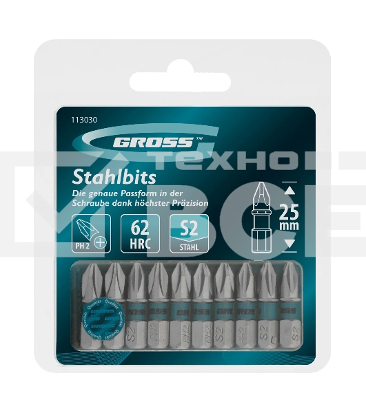 Бита PH2х25мм, сталь S2, шестигр., 10 шт