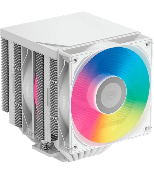 Кулер для процессора PCCooler RT720 TC ARGB WH (270W, 4-pin PWM, 157.5mm, Al/Cu, 7x6mm, ARGB, 2x120mm, 73.32CFM, 34.9dBA, 2200RPM, S: 1851/1700/1200/115X, AM5/AM4, white)