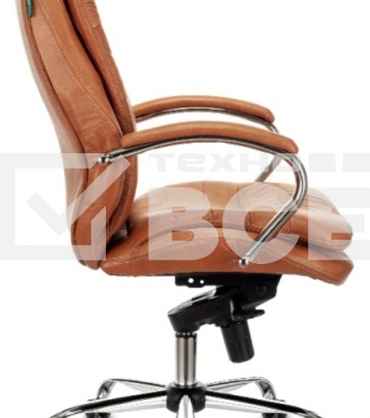 Кресло руководителя Бюрократ T-9950 светло-коричневый Leather Eichel, кожа, крестов. металл хром