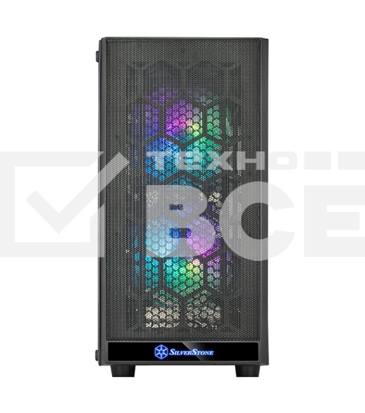 Компьютерный корпус Silverstone SST-PS15B-PRO Precision Mini Tower Micro ATX Computer Case, tempered glass, 2x 120мм ARGb, 1x ARGb Controller, black