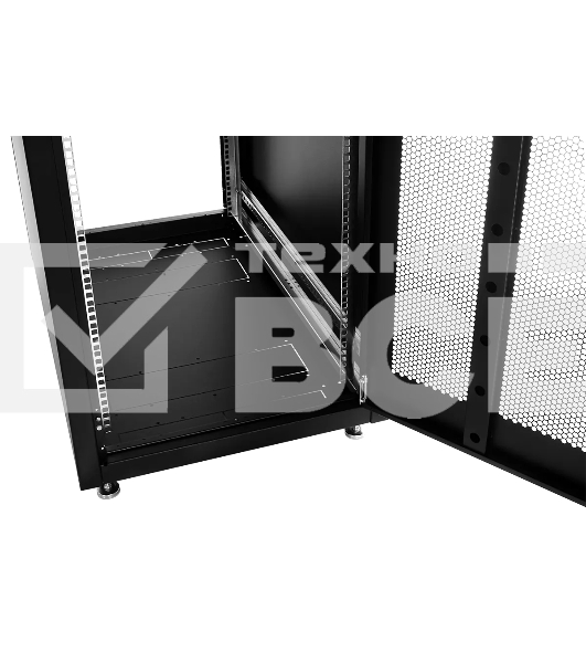 Шкаф серверный напольный ЦМО ШТК-Э, IP20, 48U, 2254х800х1000 мм (ВхШхГ), дверь: перфорация, боковая панель: сплошная, разборный, черный