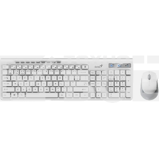 Комплект беспроводной Genius Smart KM-8230 WHITE, клавиатура+мышь, USB, 1 мини-ресивер на оба устройства. Клавиатура: 104 клавиши кнопка SmartGenius, клавиши т