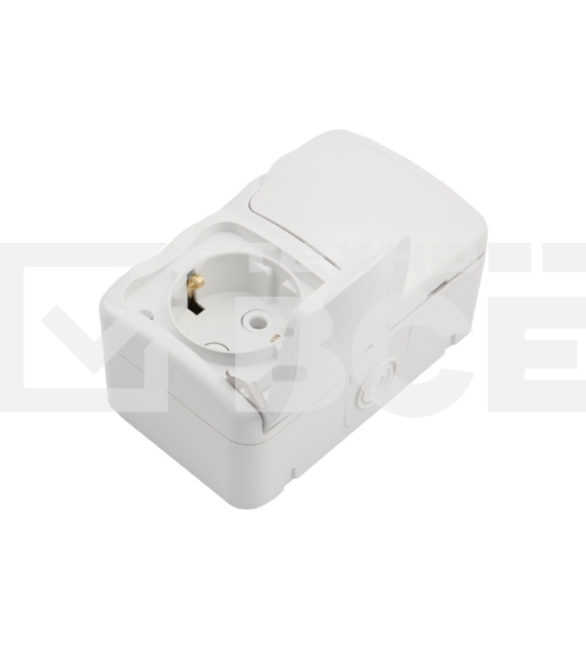 Блок из 2 розеток горизонтальный KRANZ Mini OG открытой установки с заземлением, IP54 белый