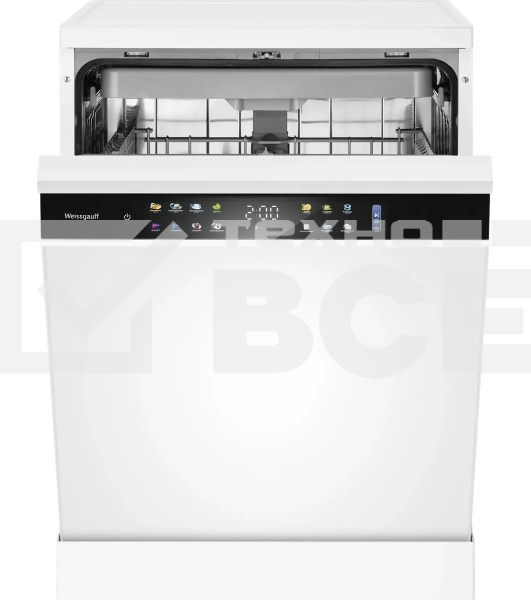 Посудомоечная машина Weissgauff DW 6039 Touch Dual Wash, белый/черный, 59.8 см, 15 компл., 49 дБ, класс A+++