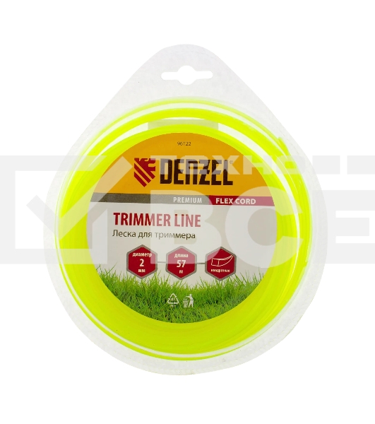 Леска для триммера Denzel квадрат 2 мм х 57 м, блистер FLEX CORD