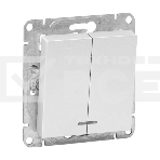 Механизм выключателя EKF UP1-SWA-24 Эпика двухклавишный, с подсветкой, алюминий, фото 1