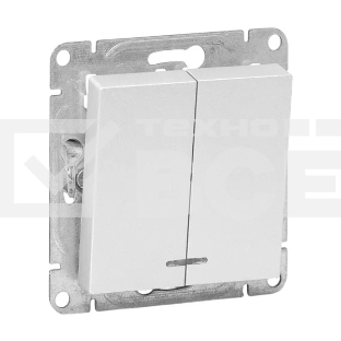 Механизм выключателя EKF UP1-SWA-24 Эпика двухклавишный, с подсветкой, алюминий