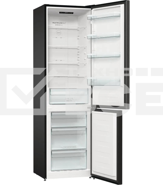 Холодильник Gorenje NRK6202EBXL4 черный матовый двухкамерный 235/96л морозилка снизу, No Frost